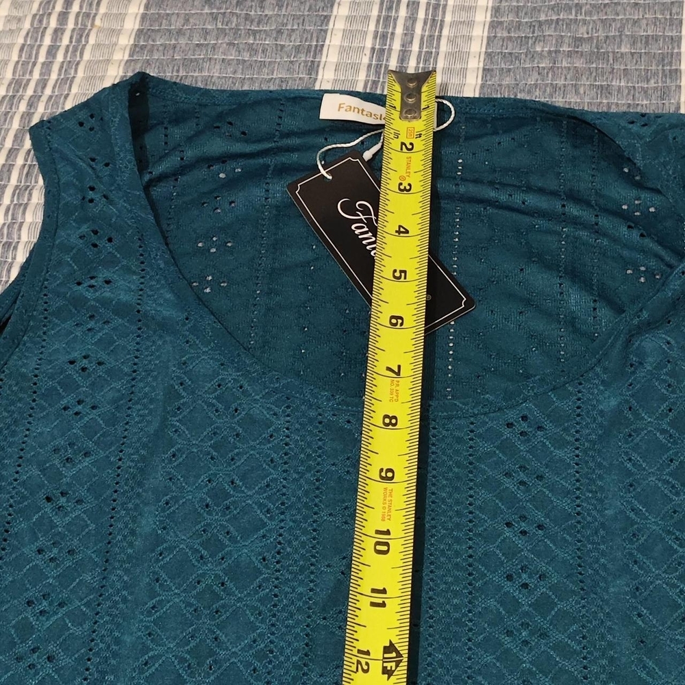 Grane Deep Teal Sleeveless Lace Top - Picture 5 of 9
